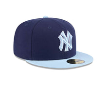 Load image into Gallery viewer, New York Yankees New Era MLB 59FIFTY 5950 Fitted Cap Hat Navy Blue Crown Light Blue Visor Light Blue/White Logo (2-Tone Color Pack)