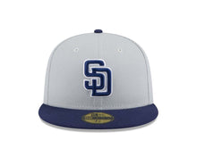Load image into Gallery viewer, San Diego Padres New Era MLB 59FIFTY 5950 Fitted Cap Hat Gray Crown Navy Blue Visor Navy Blue/White Logo (2-Tone Color Pack)