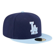 Load image into Gallery viewer, (Youth) Los Angeles Dodgers New Era MLB 59FIFTY 5950 Kid Fitted Cap Hat Navy Blue Crown Light Blue Visor Light Blue/White Logo (2-Tone Color Pack)
