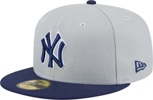 Load image into Gallery viewer, (Youth) New York Yankees New Era MLB 59FIFTY 5950 Kid Fitted Cap Hat Gray Crown Navy Blue Visor Navy Blue/White Logo (2-Tone Color Pack)