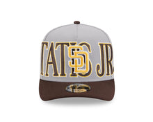 Load image into Gallery viewer, San Diego Padres New Era MLB 9FIFTY 950 Snapback A-Frame Cap Hat Gray Crown Brown Visor Yellow/White/Brown Logo Overlap Tatis Jr.