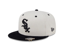 Load image into Gallery viewer, (Corduroy) Chicago White Sox New Era MLB 59FIFTY 5950 Fitted Cap Hat Cream Crown Black Visor Black Logo American League Side Patch