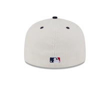 Load image into Gallery viewer, (Corduroy) New York Yankees New Era MLB 59FIFTY 5950 Fitted Cap Hat Cream Crown Navy Visor Navy Blue Logo American League Side Patch