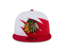 Load image into Gallery viewer, Chicago Blackhawks New Era NHL 9FIFTY 950 Snapback Jagged Cap Hat White/Red Crown Red Visor Team Color Logo