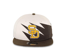 Load image into Gallery viewer, San Diego Padres New Era MLB 9FIFTY 950 Snapback Jagged Cap Hat White/Brown Crown Brown Visor Yellow/Brown Logo