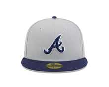 Load image into Gallery viewer, Atlanta Braves New Era MLB 59FIFTY 5950 Fitted Cap Hat Gray Crown Navy Blue Visor Navy Blue/White Logo (2-Tone Color Pack)