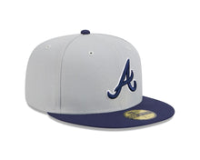Load image into Gallery viewer, Atlanta Braves New Era MLB 59FIFTY 5950 Fitted Cap Hat Gray Crown Navy Blue Visor Navy Blue/White Logo (2-Tone Color Pack)