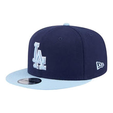Load image into Gallery viewer, (Youth) Los Angeles Dodgers New Era MLB 9FIFTY 950 Kid Snapback Cap Hat Navy Blue Crown Light Blue Visor Light Blue/White Logo (2-Tone Color Pack)