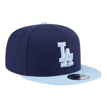 Load image into Gallery viewer, (Youth) Los Angeles Dodgers New Era MLB 9FIFTY 950 Kid Snapback Cap Hat Navy Blue Crown Light Blue Visor Light Blue/White Logo (2-Tone Color Pack)