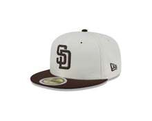 Load image into Gallery viewer, (Youth) San Diego Padres New Era MLB 59FIFTY 5950 Kid Fitted Cap Hat Cream Crown Brown Visor Brown Logo