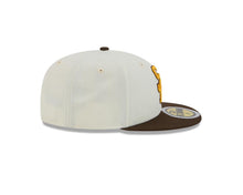 Load image into Gallery viewer, (Youth) San Diego Padres New Era MLB 59FIFTY 5950 Kid Fitted Cap Hat Cream Crown Brown Visor Yellow/Brown Cooperstown Logo
