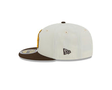 Load image into Gallery viewer, (Youth) San Diego Padres New Era MLB 59FIFTY 5950 Kid Fitted Cap Hat Cream Crown Brown Visor Yellow/Brown Cooperstown Logo