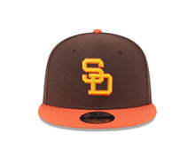 Load image into Gallery viewer, San Diego Padres New Era MLB 9FIFTY 950 Snapback Cap Hat Brown Crown Orange Visor Yellow/Orange Cooperstown Logo