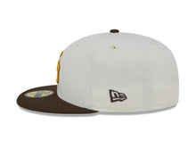 Load image into Gallery viewer, San Diego Padres New Era MLB 59FIFTY 5950 Fitted Cap Hat Cream Crown Brown Visor Yellow/Brown Cooperstown Logo