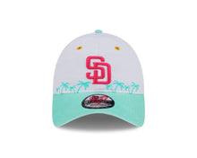 Load image into Gallery viewer, San Diego Padres New Era MLB 9TWENTY 920 Adjustable Cap Hat White Crown Teal Visor Magenta Logo Swinging Friar Side Patch (City Connect)