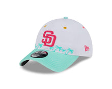 Load image into Gallery viewer, San Diego Padres New Era MLB 9TWENTY 920 Adjustable Cap Hat White Crown Teal Visor Magenta Logo Swinging Friar Side Patch (City Connect)