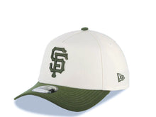Load image into Gallery viewer, San Francisco Giants New Era 9FORTY 940 Adjustable A-Frame Cap Hat Cream Crown Olive Green Visor Olive Green Logo 2014 World Champions Side Patch