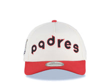 Load image into Gallery viewer, San Diego Padres New Era MLB 9FORTY 940 Adjustable A-Frame Cap Hat Cream Crown Red Visor Black/Red Script/Text Logo 40th Anniversary Side Patch Gray UV