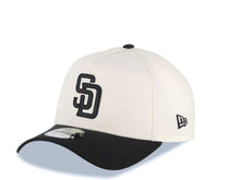 Load image into Gallery viewer, San Diego Padres New Era MLB 9FORTY 940 Adjustable A-Frame Cap Hat Cream Crown Black Visor Black Logo 25th Anniversary Side Patch Gray UV