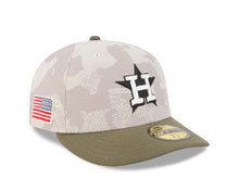 Load image into Gallery viewer, Houston Astros New Era MLB 59FIFTY 5950 Fitted Cap Hat White Camo Crown Olive Green Visor White/B;acl Logo (2025 Armed Forces Day)