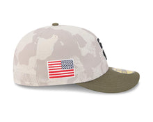 Load image into Gallery viewer, San Diego Padres New Era MLB 59FIFTY 5950 Fitted Cap Hat White Camo Crown Olive Green Visor Black/White Logo (2025 Armed Forces Day)