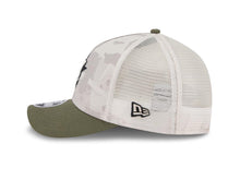 Load image into Gallery viewer, Houston Astros New Era MLB 9FORTY 940 Adjustable Mesh M-Crown Cap Hat White Camo Crown Olive Green Visor White/Black Logo (2025 Armed Forces Day)