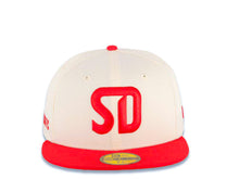 Load image into Gallery viewer, San Diego FC New Era MLS 59FIFTY 5950 Fitted Cap Hat Cream Crown Red Visor Red Logo Gray UV