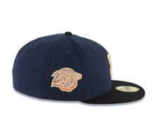 Load image into Gallery viewer, San Diego Padres New Era MLB 59FIFTY 5950 Fitted Cap Hat Navy Blue Crown Black Visor Light Khaki/Brown Logo 1998 World Series Side Patch