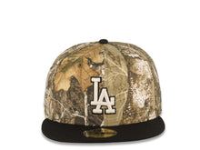 Load image into Gallery viewer, Los Angeles Dodgers New Era MLB 59FIFTY 5950 Fitted Cap Hat Real Tree Edge Camo Crown Black Visor White/Black Logo 2024 World Series Champions Side Patch