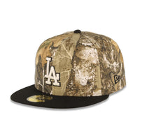 Load image into Gallery viewer, Los Angeles Dodgers New Era MLB 59FIFTY 5950 Fitted Cap Hat Real Tree Edge Camo Crown Black Visor White/Black Logo 2024 World Series Champions Side Patch