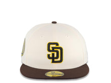 Load image into Gallery viewer, San Diego Padres New Era MLB 59FIFTY 5950 Fitted Cap Hat Cream Crown Brown Visor Yellow/Black Logo Yu Darvish 11 Side Patch