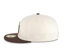 Load image into Gallery viewer, San Diego Padres New Era MLB 59FIFTY 5950 Fitted Cap Hat Cream Crown Brown Visor Yellow/Black Logo Yu Darvish 11 Side Patch