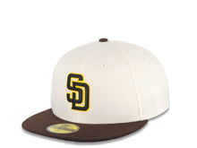 Load image into Gallery viewer, San Diego Padres New Era MLB 59FIFTY 5950 Fitted Cap Hat Cream Crown Brown Visor Yellow/Black Logo Yuki Matsui 1 Side Patch