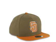 Load image into Gallery viewer, (Youth) San Diego Padres New Era MLB 9FIFTY 950 Snapback A-Frame Kid Cap Hat Olive Green Crown Light Brown Visor Light Brown/White Logo Gray UV