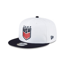Load image into Gallery viewer, United States USA Soccer New Era FIFA 9FIFTY 950 Snapback Cap Hat White Crown Navy Blue Visor Team Color Logo
