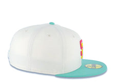 Load image into Gallery viewer, San Diego Padres New Era MLB 59FIFTY 5950 Fitted Cap Hat Cream Crown Light Teal Visor Magenta/Yellow Logo Gray UV