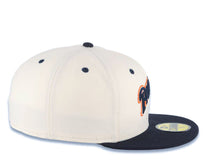 Load image into Gallery viewer, San Diego Padres New Era MLB 59FIFTY 5950 Fitted Cap Hat Cream Crown Navy Blue Visor Navy Blue/White/Orange Script Logo Gray UV