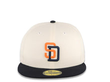 Load image into Gallery viewer, San Diego Padres New Era MLB 59FIFTY 5950 Fitted Cap Hat Cream Crown Navy Visor Orange/Navy Logo Gray UV