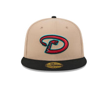 Load image into Gallery viewer, Arizona Diamondbacks New Era MLB 59FIFTY 5950 Fitted Cap Hat Khaki Crown Black Visor Red/Teal Snake Logo