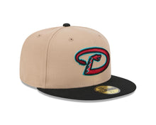 Load image into Gallery viewer, Arizona Diamondbacks New Era MLB 59FIFTY 5950 Fitted Cap Hat Khaki Crown Black Visor Red/Teal Snake Logo