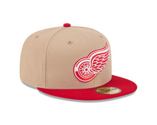 Load image into Gallery viewer, Detroit Red Wings New Era NHL 59FIFTY 5950 Fitted Cap Hat Khaki Crown Red Visor Team Color Logo
