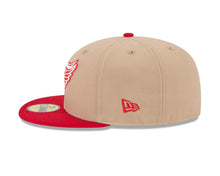 Load image into Gallery viewer, Detroit Red Wings New Era NHL 59FIFTY 5950 Fitted Cap Hat Khaki Crown Red Visor Team Color Logo