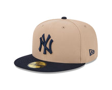 Load image into Gallery viewer, New York Yankees New Era MLB 59FIFTY 5950 Fitted Cap Hat Khaki Crown Navy Blue Visor Navy Blue Logo