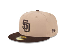 Load image into Gallery viewer, San Diego Padres New Era MLB 59FIFTY 5950 Fitted Cap Hat Khaki Crown Brown Visor Brown Logo