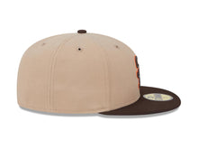 Load image into Gallery viewer, San Diego Padres New Era MLB 59FIFTY 5950 Fitted Cap Hat Khaki Crown Brown Visor Brown/Orange Retro Cooperstown Logo