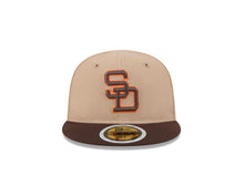 Load image into Gallery viewer, (Youth) San Diego Padres New Era MLB 59FIFTY 5950 Kid Fitted Cap Hat Khaki Crown Brown Visor Brown/Orange Cooperstown Logo