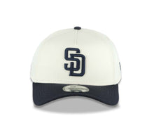 Load image into Gallery viewer, San Diego Padres New Era MLB 59FIFTY 5950 Fitted Cap Hat Cream Crown Navy Blue Visor Navy Blue Logo Batterman Batty Side Patch Gray UV