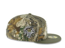Load image into Gallery viewer, San Diego Padres New Era MLB 59FIFTY 5950 Fitted Cap Hat Real Tree Camo Crown Olive Visor White Logo 40th Anniversary Side Patch Gray UV