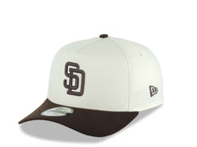 Load image into Gallery viewer, San Diego Padres New Era MLB 9FORTY 940 Adjustable A-Frame Cap Hat Cream Crown Dark Brown Visor Dark Brown Logo 1998 World Series Side Patch