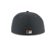 Load image into Gallery viewer, San Diego Padres New Era MLB 59FIFTY 5950 Fitted Cap Hat Dark Gray Crown Black Visor White Script/Text Logo 1998 World Series Side Patch Green UV